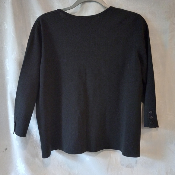 Talbots Button Down V Neck Rayon Nylon 3/4 Sleeve Petite Size Sweater - Picture 2 of 5